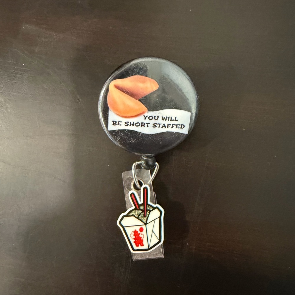 Fortune Cookie Badge Reel with Takeout Charm - Black